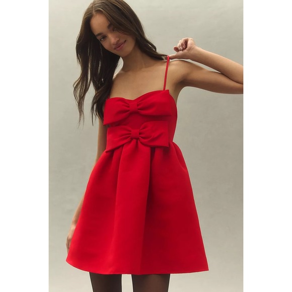 Sachin & Babi Dresses & Skirts - Sachin & Babi Sloane Taffeta Double-Bow Pleated Mini Dress Red Size 2